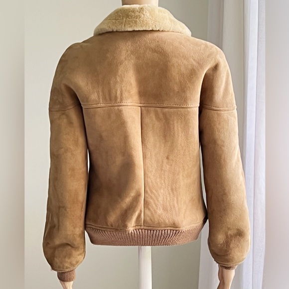 Sawyer of Napa Vintage Women's Suede Shearling Wool Bomber Made in USA Size 8 - Picture 7 of 16